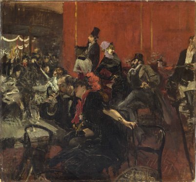 Giovanni Boldini, Scène de fête au Moulin rouge, vers 1885, huile sur toile, Musée d'Orsay, Paris