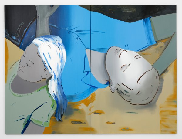 Françoise Pétrovitch, Sans titre, 2023, huile sur toile, diptyque, 240 x 320 cm © A. Mole, Courtesy Semiose, Paris © Adagp, Paris, 2023